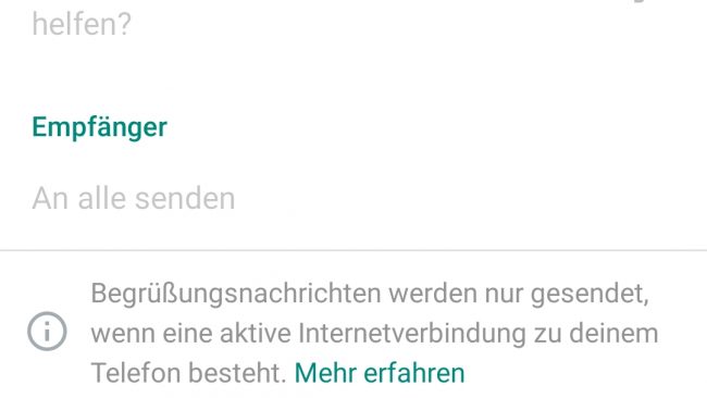 WhatsApp Businesss Begrüßungsnachrichten