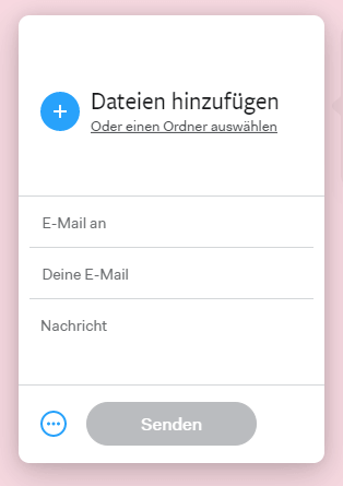 Interface zum versenden von Dateien auf WeTransfer / Screenshot von Wetransfer by Moritz Stoll