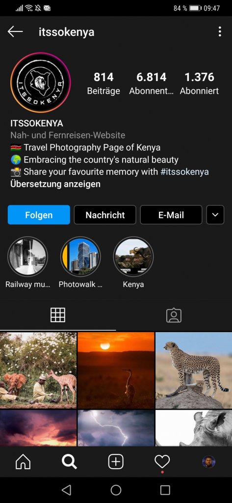 Eine geordnete Profilseite auf Instagram