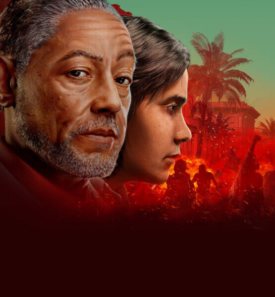 Ubisoft und die Faszination „Game as a Service“:Far Cry 6 Cover mit Gesichtern von Vater und Sohn aus dem Spiel.